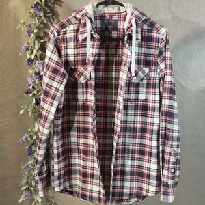 Boleno Hooded Button Down Flannel Size M